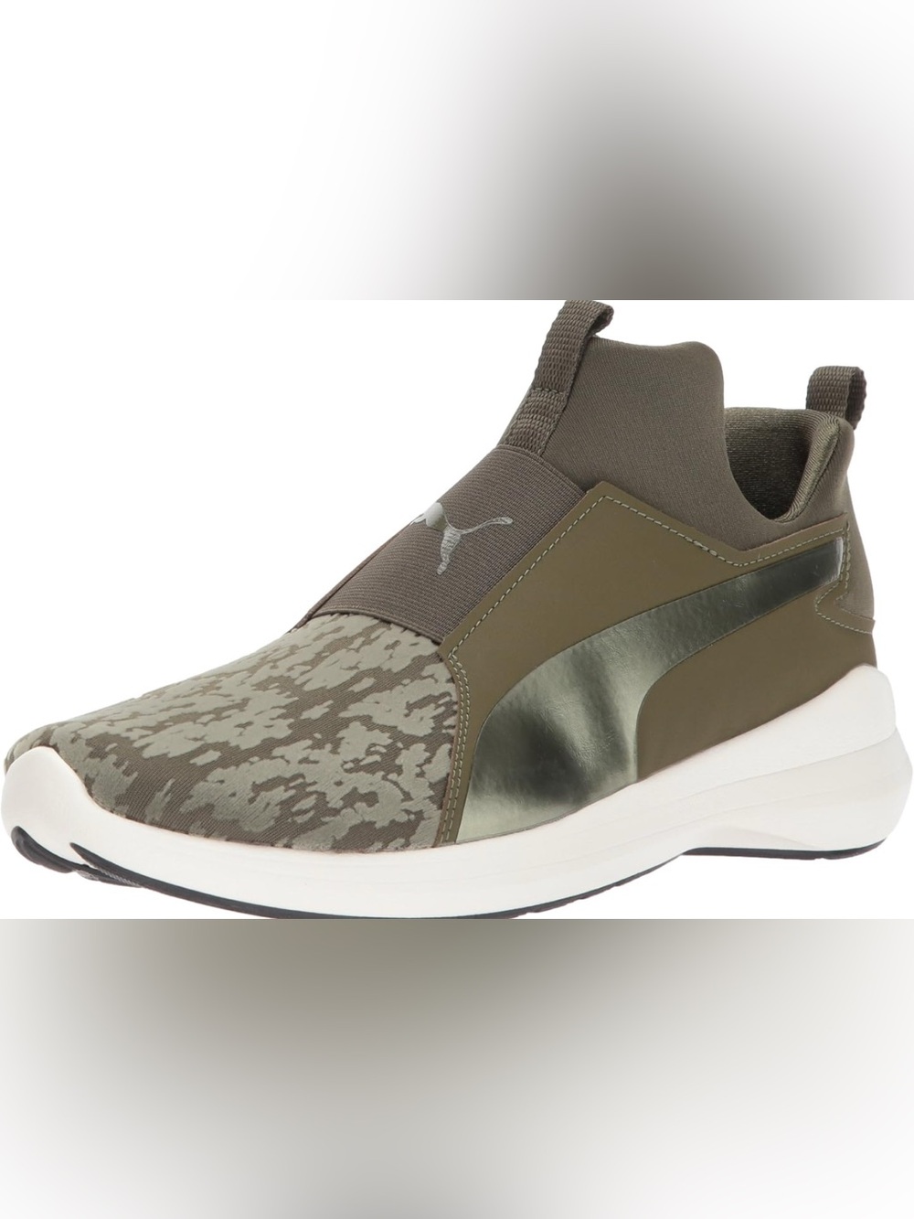 Puma Women’s Slip-On Sneaker in Olive Green and White Size 9